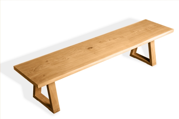 Solid Hardwood Oak rustic Kitchen bench 40mm with small trapece bench legs nature oiled